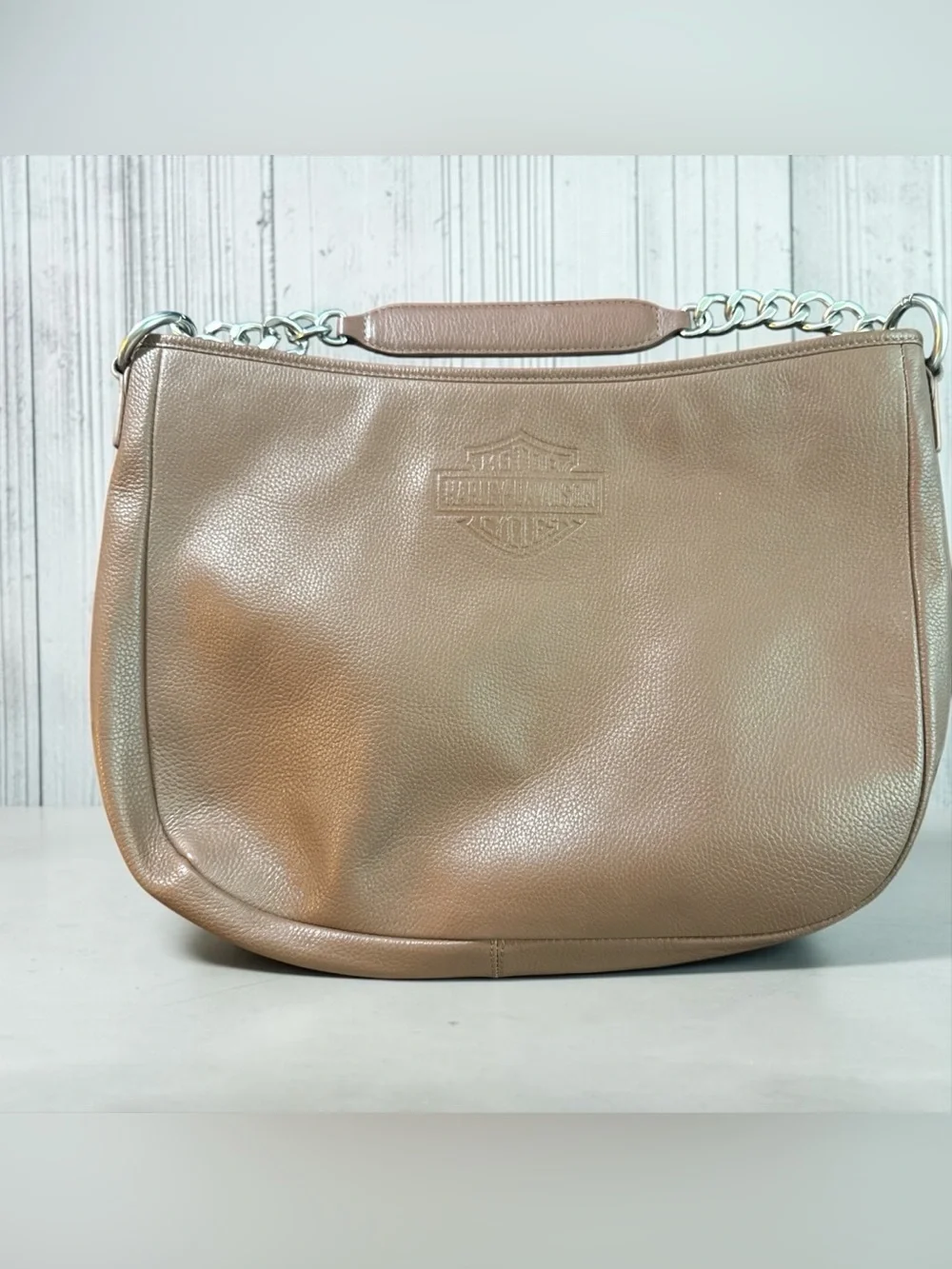 Harley-Davidson Pebbled Leather Shoulder Bag with Chain